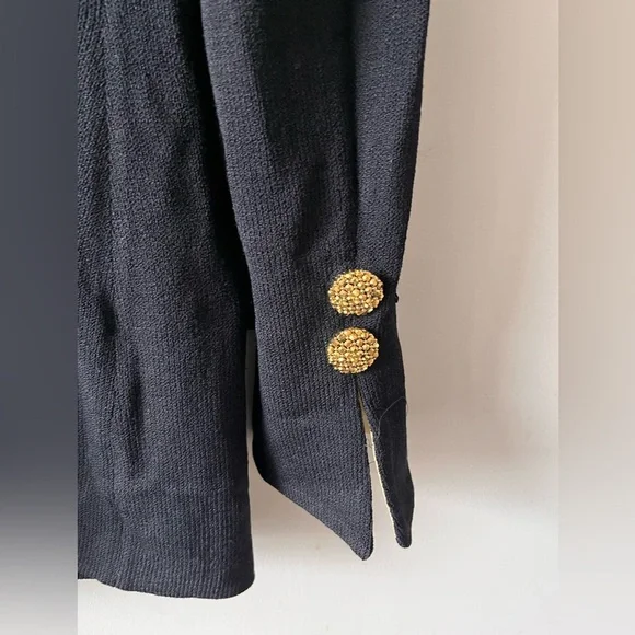 St.John Collection Wool Black Jacket Blazer and Skirt SET with Gold Buttons - 10 - Picture 10 of 11